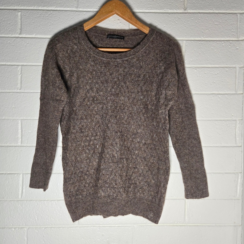 Peruvian Connection Alpaca Blend Sweater Medium Brown Knit Boho